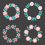 Floral Frame Collection Cute retro flowers arranged un a shape