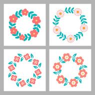 Floral Frame Collection Cute retro flowers arranged un a shape N2