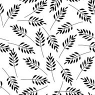 Black leaves seamless pattern