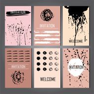 Set of Trendy Posters with hand drawn Background