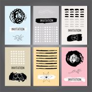 Set of Trendy Posters with hand drawn Background N2