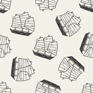 Chinese boat doodle seamless pattern background