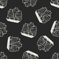 Chinese boat doodle seamless pattern background N2