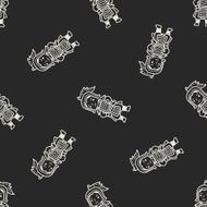 Chinese knight doodle seamless pattern background N2