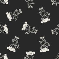 Chinese woman doodle seamless pattern background N4