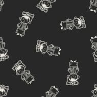 Chinese woman doodle seamless pattern background N5