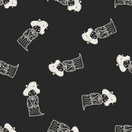 Chinese woman doodle seamless pattern background N6
