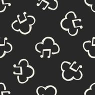 cloud music doodle seamless pattern background