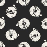 doodle music disk seamless pattern background