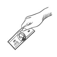 hand giving money doodle