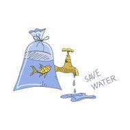 Colored doodle save water concept