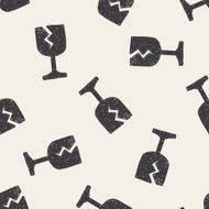 fragile glasses doodle seamless pattern background