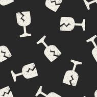 fragile glasses doodle seamless pattern background N2