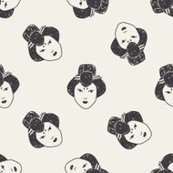 Geisha doodle seamless pattern background
