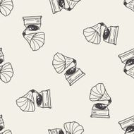 gramophone doodle seamless pattern background