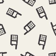 handheld transceiver doodle seamless pattern background