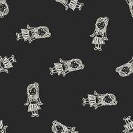 hawaii dancer doodle seamless pattern background N2