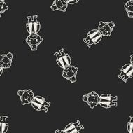 indian old man doodle seamless pattern background