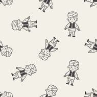 indian people doodle seamless pattern background