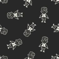indian people doodle seamless pattern background N2