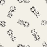Indian woman doodle seamless pattern background