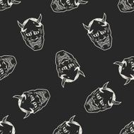 Japan ghost mask doodle seamless pattern background N2