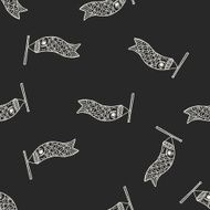 Japanese kite doodle seamless pattern background
