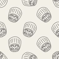 Japanese doll doodle seamless pattern background