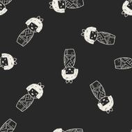 Japanese doll doodle seamless pattern background N4