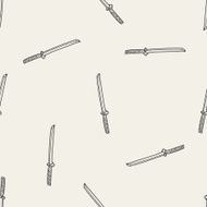 Japanese knife doodle seamless pattern background