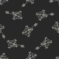 Japanese spring word kite doodle seamless pattern background