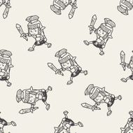 knight doodle seamless pattern background