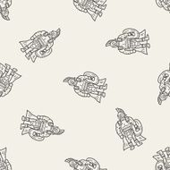knight doodle seamless pattern background N2