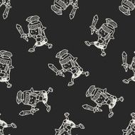 knight doodle seamless pattern background N3