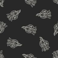 knight doodle seamless pattern background N4