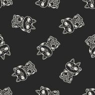 Lucky Cat doodle seamless pattern background