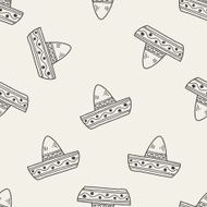 mexican hat doodle seamless pattern background
