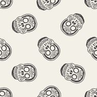 mexican skull doodle seamless pattern background