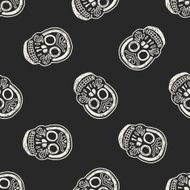 mexican skull doodle seamless pattern background N2