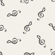music note doodle seamless pattern background