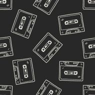 music tape doodle seamless pattern background