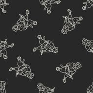ninja doodle seamless pattern background N2