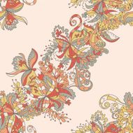 Abstract hand-drawn wave floral pattern N51