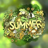 Summer hand lettering and doodles elements