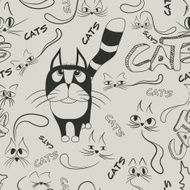 Seamless pattern with doodle cats N2