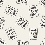one way sign doodle seamless pattern background