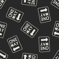 one way sign doodle seamless pattern background N2