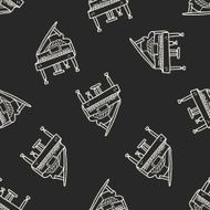 piano doodle seamless pattern background N6