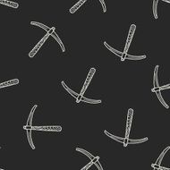 pickaxe doodle seamless pattern background N2