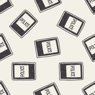 police station doodle seamless pattern background
